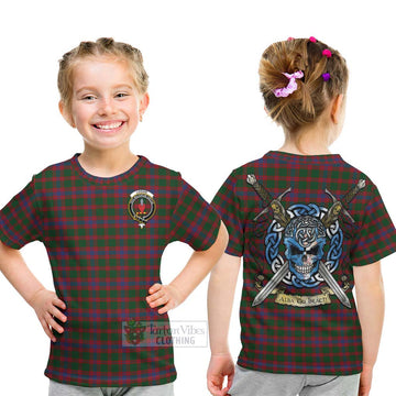 Logan Tartan Kid T-Shirt with Family Crest Celtic Skull Style