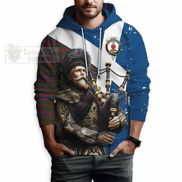 Logan Tartan Hoodie with Family Crest Scottish Bagpiper Vibes