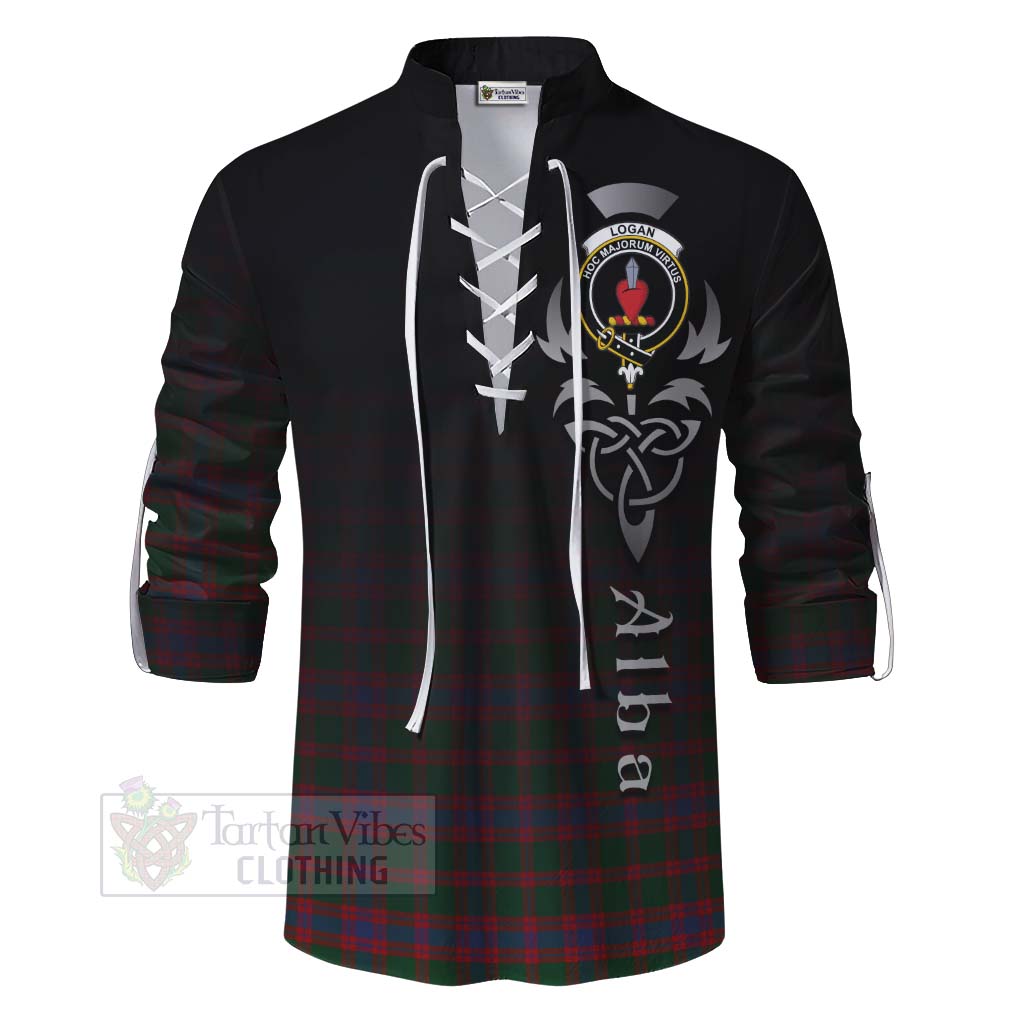 Tartan Vibes Clothing Logan Tartan Ghillie Kilt Shirt Featuring Alba Gu Brath Family Crest Celtic Inspired