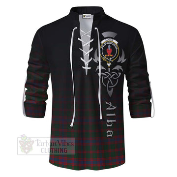 Logan Tartan Ghillie Kilt Shirt Featuring Alba Gu Brath Family Crest Celtic Inspired