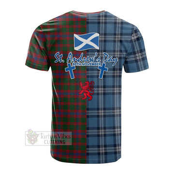 Logan Tartan Cotton T-shirt Happy St. Andrew's Day Half Tartan Style