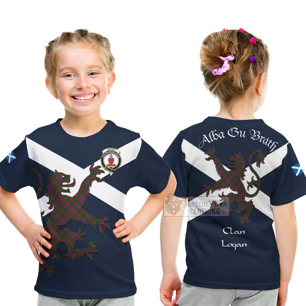 Tartan Vibes Clothing Logan Tartan Lion Rampant Kid T-Shirt – Proudly Display Your Heritage with Alba Gu Brath and Clan Name