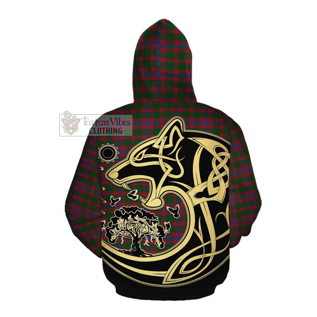 Tartan Vibes Clothing Logan Tartan Cotton Hoodie with Family Crest Celtic Wolf Style