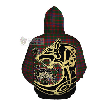 Logan Tartan Cotton Hoodie with Family Crest Celtic Wolf Style