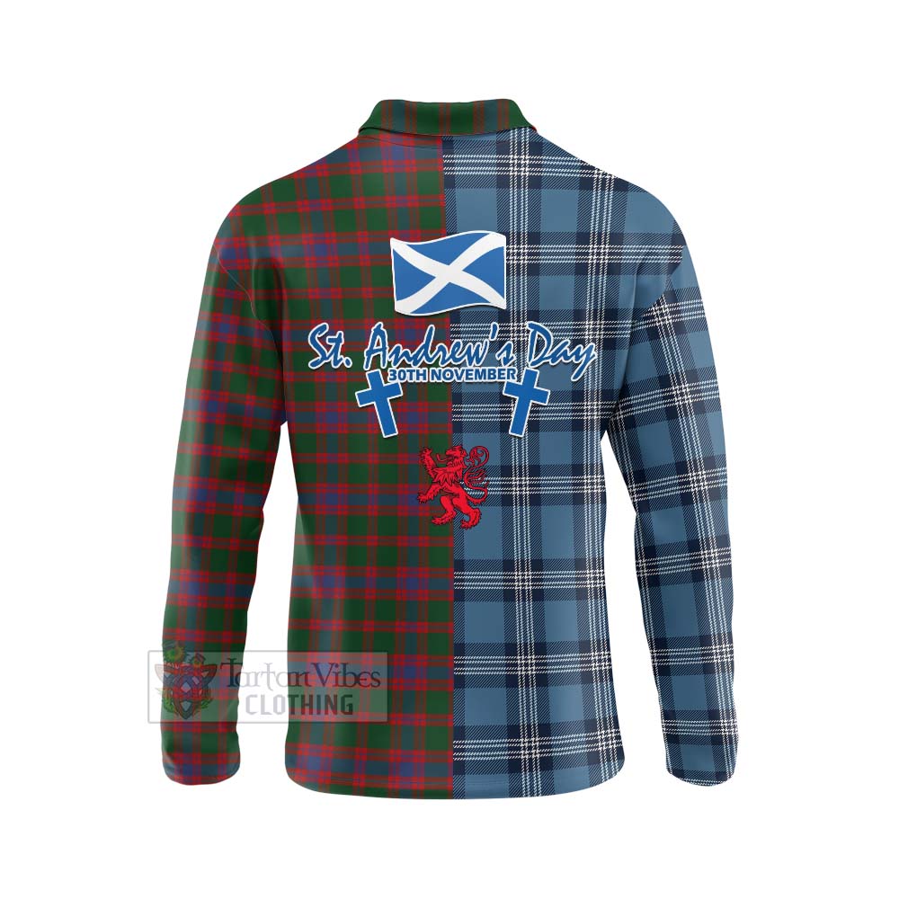 Tartan Vibes Clothing Logan Tartan Long Sleeve Polo Shirt Happy St. Andrew's Day Half Tartan Style