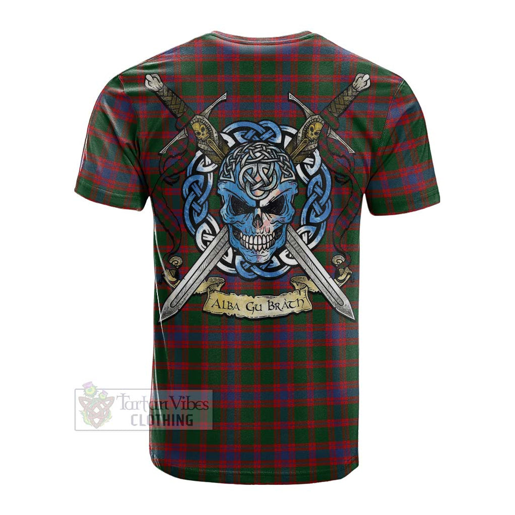 Tartan Vibes Clothing Logan Tartan Cotton T-shirt with Family Crest Celtic Skull Style