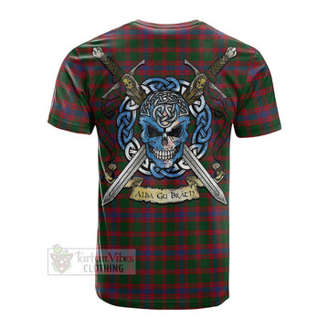 Logan Tartan Cotton T-shirt with Family Crest Celtic Skull Style