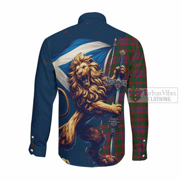 Logan Tartan Family Crest Long Sleeve Button Shirt with Scottish Majestic Lion