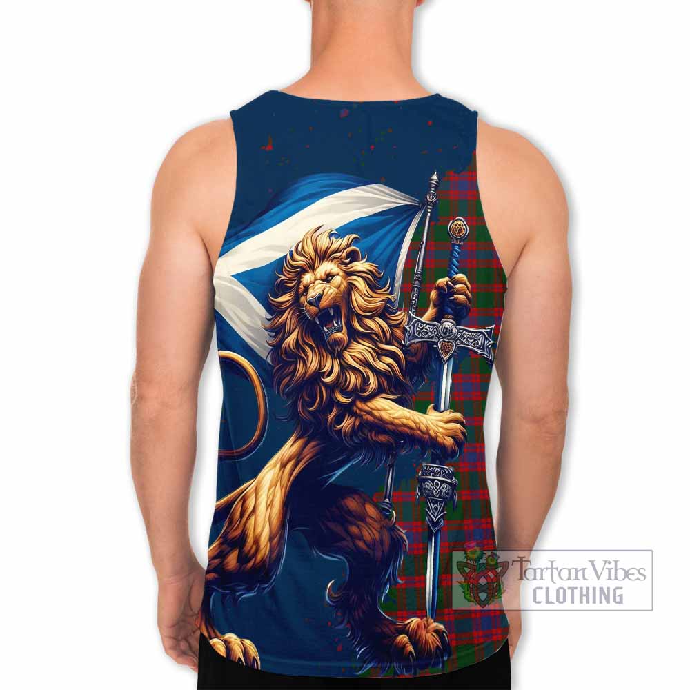 Tartan Vibes Clothing Logan Tartan Family Crest Men's Tank Top with Scottish Majestic Lion