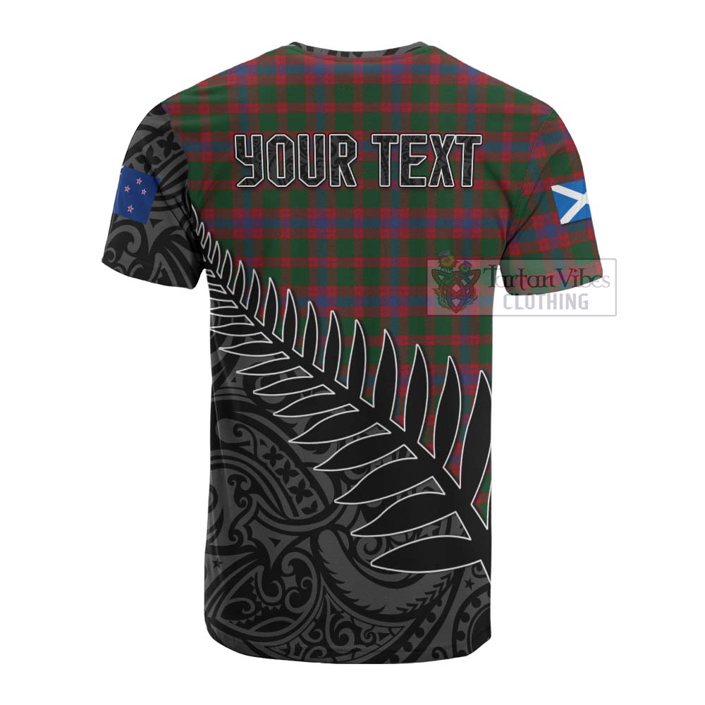 Tartan Vibes Clothing Logan Crest Tartan Cotton T-shirt with New Zealand Silver Fern Half Style