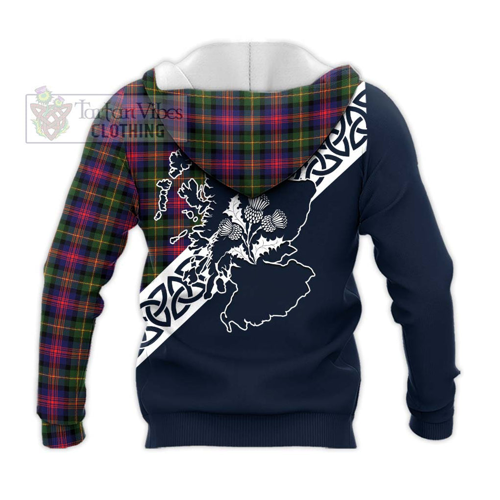 Tartan Vibes Clothing Logan Tartan Knitted Hoodie Featuring Thistle and Scotland Map