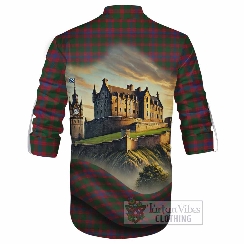 Logan Tartan Family Crest Ghillie Kilt Shirt with Scottish Ancient Castle Style - Tartan Vibes Clothing