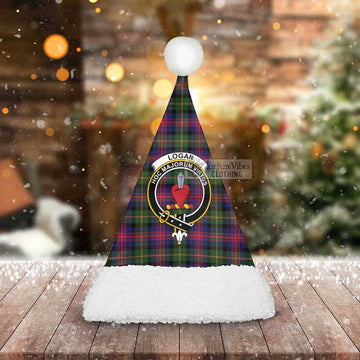 Logan Tartan Christmas Santa Hats with Family Crest