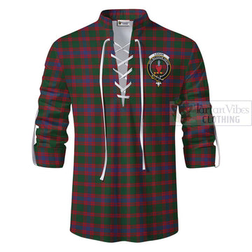 Logan Tartan Ghillie Kilt Shirt with Family Crest and Bearded Skull Holding Bottles of Whiskey - Tartan Vibes Clothing