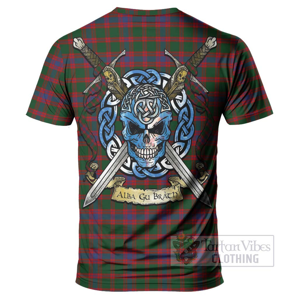 Tartan Vibes Clothing Logan Tartan T-Shirt with Family Crest Celtic Skull Style