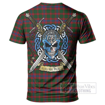 Logan Tartan T-Shirt with Family Crest Celtic Skull Style