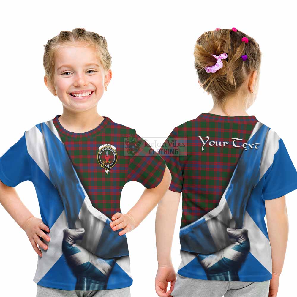 Tartan Vibes Clothing Logan Tartan Kid T-Shirt with Family Crest Scotland Patriotic Style