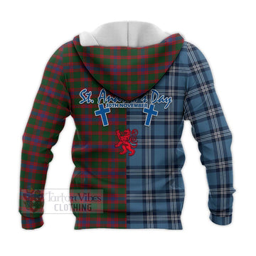 Logan Tartan Knitted Hoodie Happy St. Andrew's Day Half Tartan Style