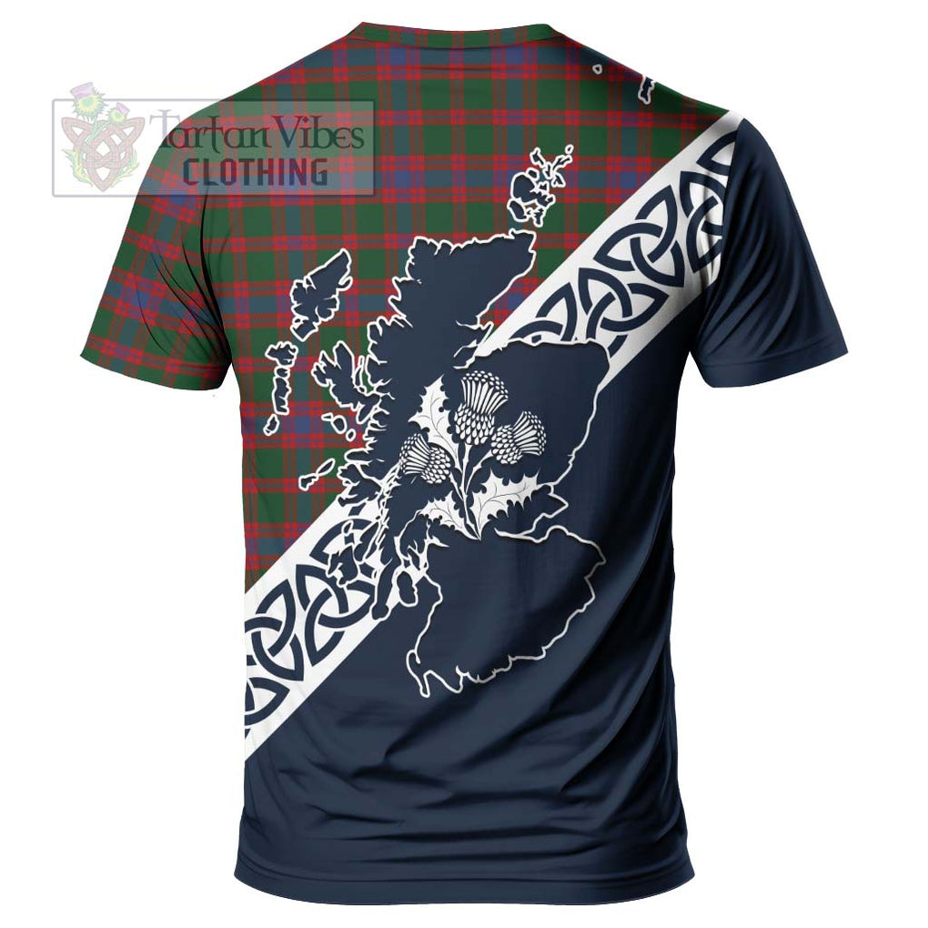 Logan Tartan T-Shirt Featuring Thistle and Scotland Map - Tartanvibesclothing Store