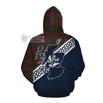 Logan Tartan Cotton Hoodie Featuring Thistle and Scotland Map