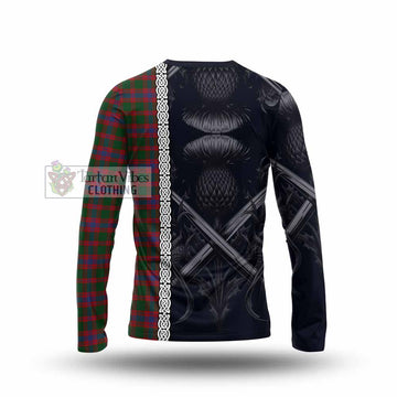 Logan Tartan Long Sleeve T-Shirt with Family Crest Cross Sword Thistle Celtic Vibes