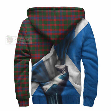 Logan Tartan Sherpa Hoodie with Family Crest Scotland Patriotic Style