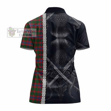 Logan Tartan Women's Polo Shirt with Family Crest Cross Sword Thistle Celtic Vibes