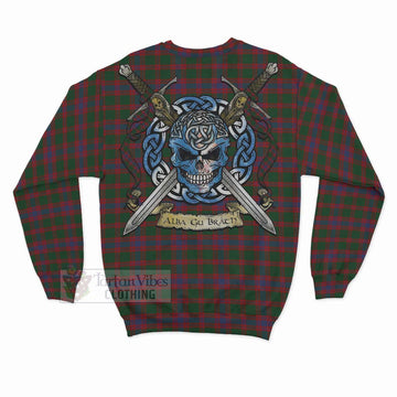 Logan Tartan Sweatshirt with Family Crest Celtic Skull Style