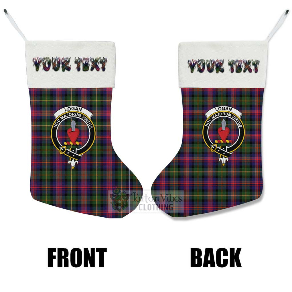 Tartan Vibes Clothing Logan Tartan Family Crest Christmas Stocking with Personalized Text