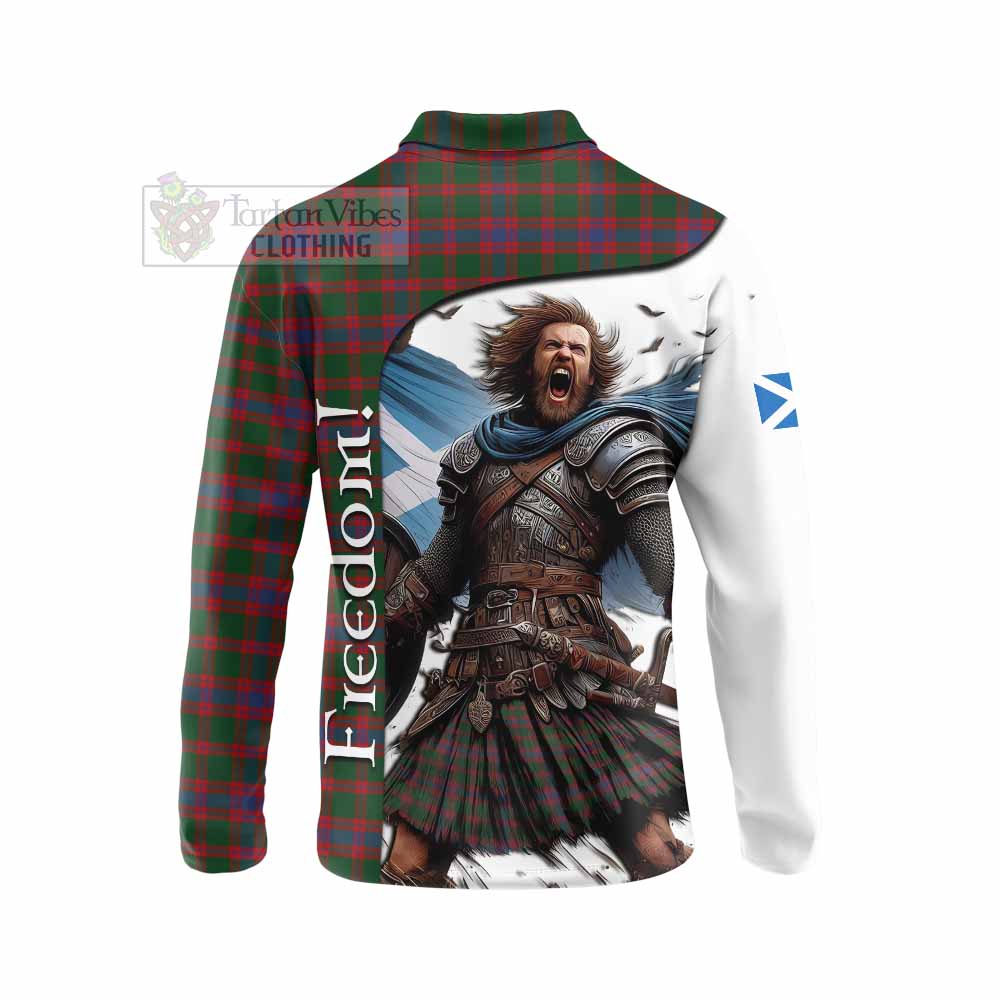 Tartan Vibes Clothing Logan Crest Tartan Long Sleeve Polo Shirt Inspired by the Freedom of Scottish Warrior