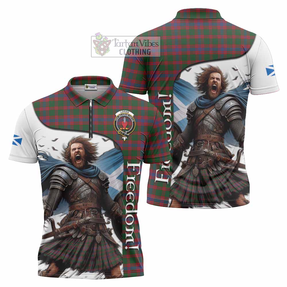 Tartan Vibes Clothing Logan Crest Tartan Zipper Polo Shirt Inspired by the Freedom of Scottish Warrior