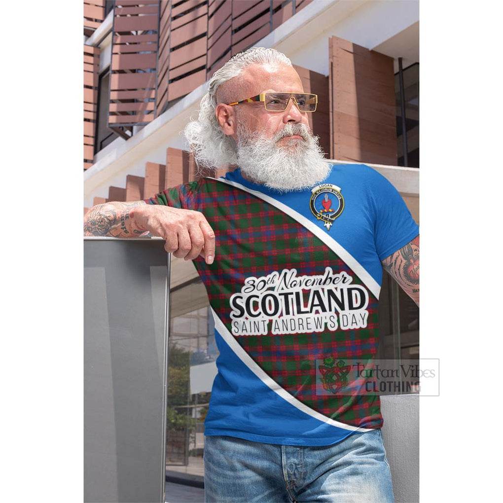 Tartan Vibes Clothing Logan Family Crest Tartan Cotton T-shirt Celebrate Saint Andrew's Day in Style