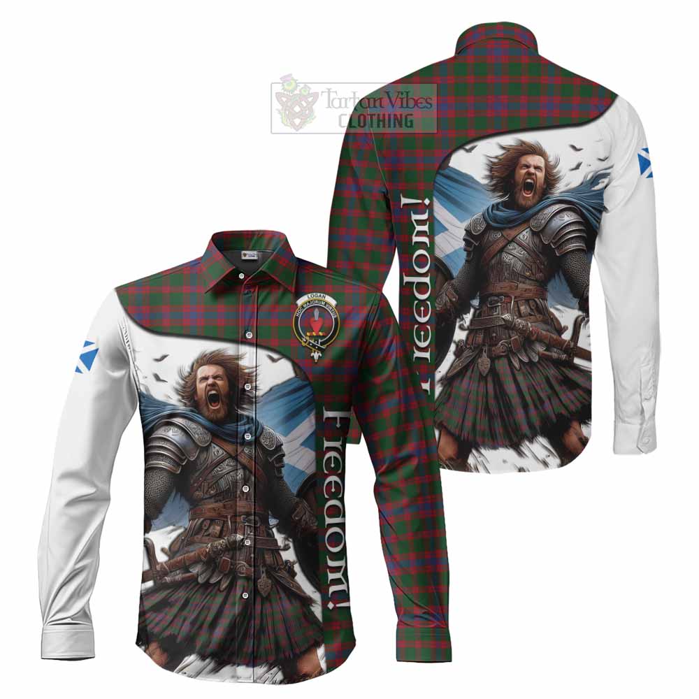 Tartan Vibes Clothing Logan Crest Tartan Long Sleeve Button Shirt Inspired by the Freedom of Scottish Warrior