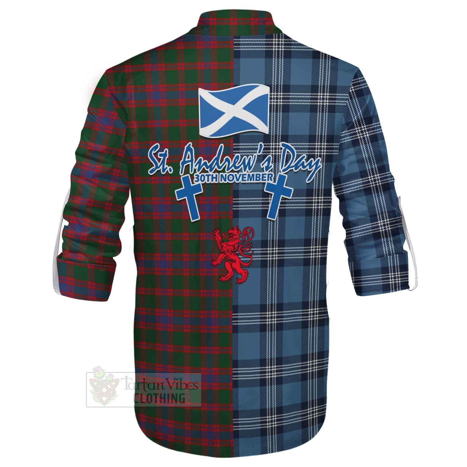 Tartan Vibes Clothing Logan Tartan Ghillie Kilt Shirt Happy St. Andrew's Day Half Tartan Style