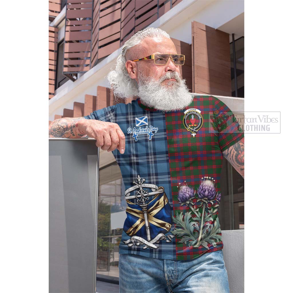 Tartan Vibes Clothing Logan Tartan Cotton T-shirt Happy St. Andrew's Day Half Tartan Style