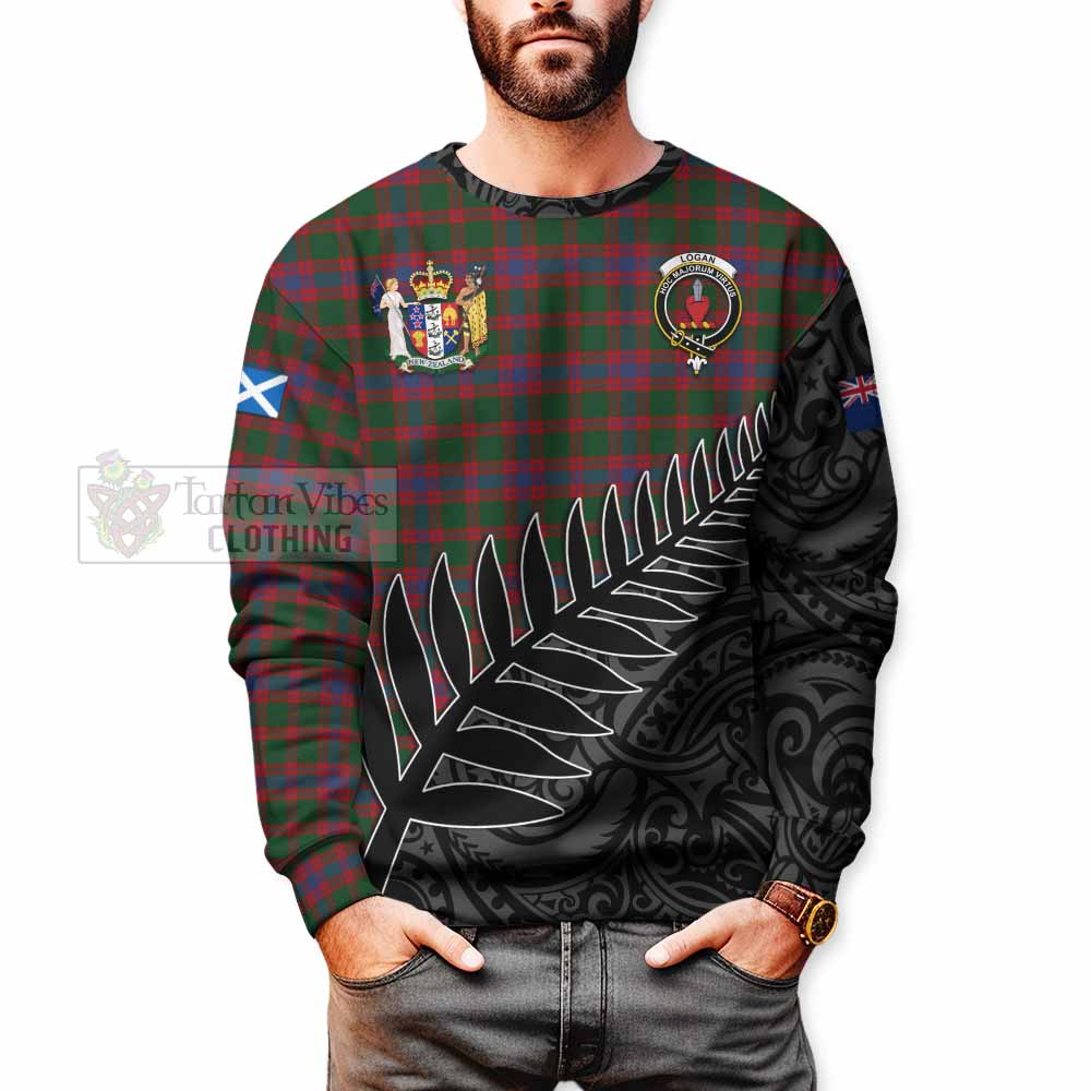 Tartan Vibes Clothing Logan Crest Tartan Sweatshirt with New Zealand Silver Fern Half Style