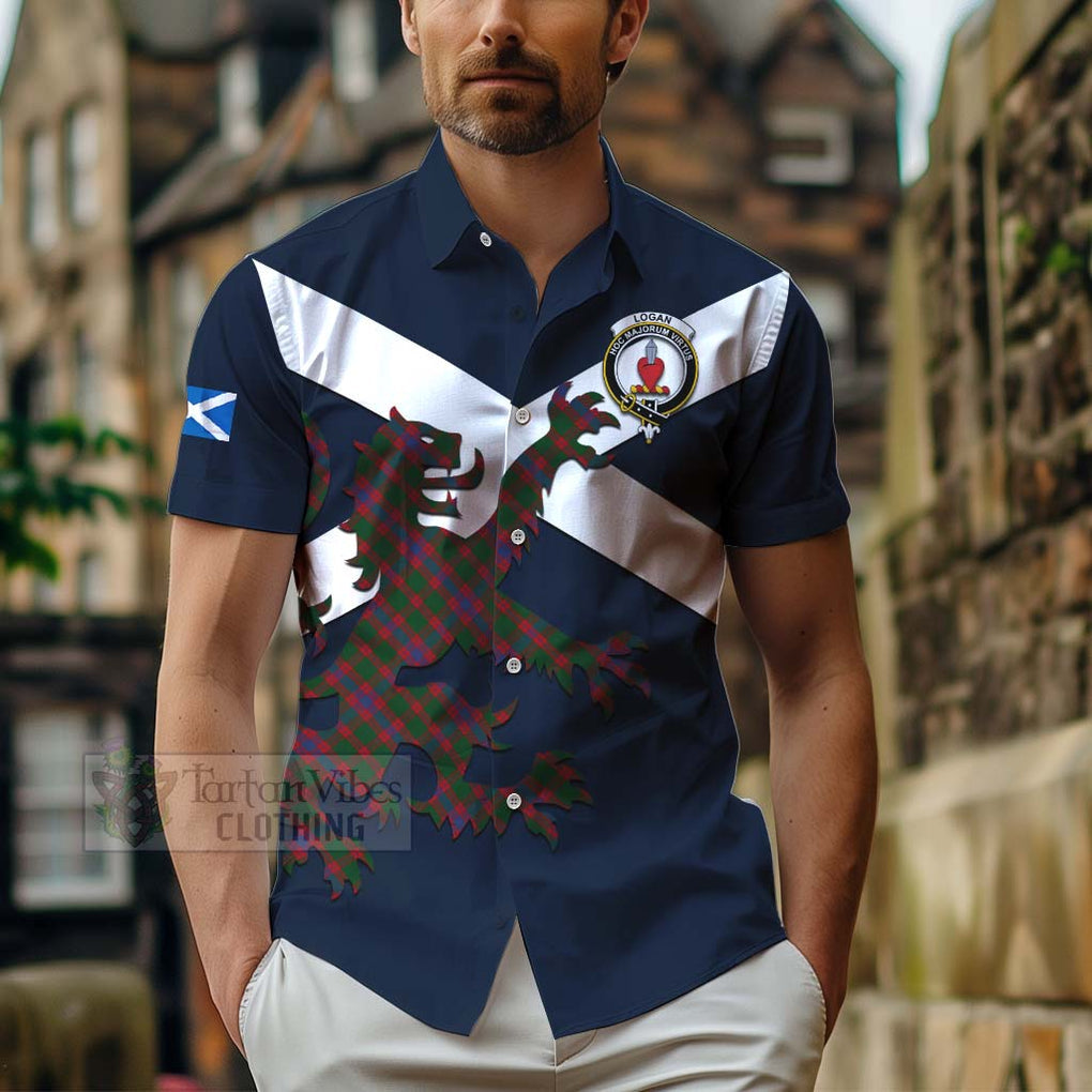 Tartan Vibes Clothing Logan Tartan Lion Rampant Short Sleeve Button Shirt – Proudly Display Your Heritage with Alba Gu Brath and Clan Name