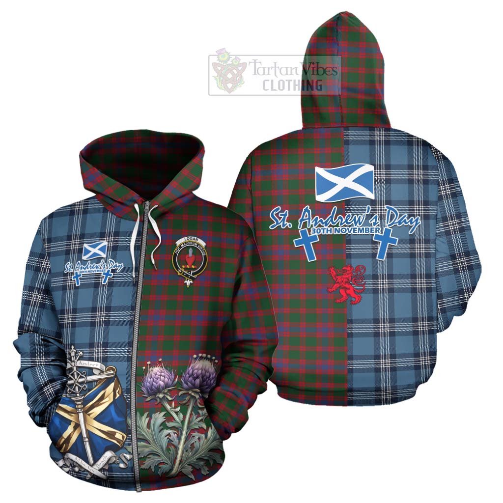 Tartan Vibes Clothing Logan Tartan Hoodie Happy St. Andrew's Day Half Tartan Style