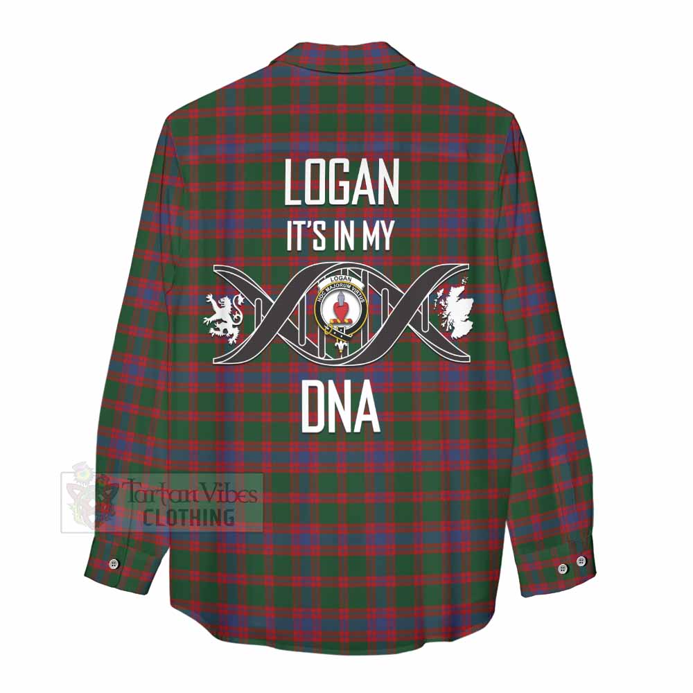 Tartan Vibes Clothing Logan Tartan Women's Casual Shirt with Family Crest DNA In Me Style