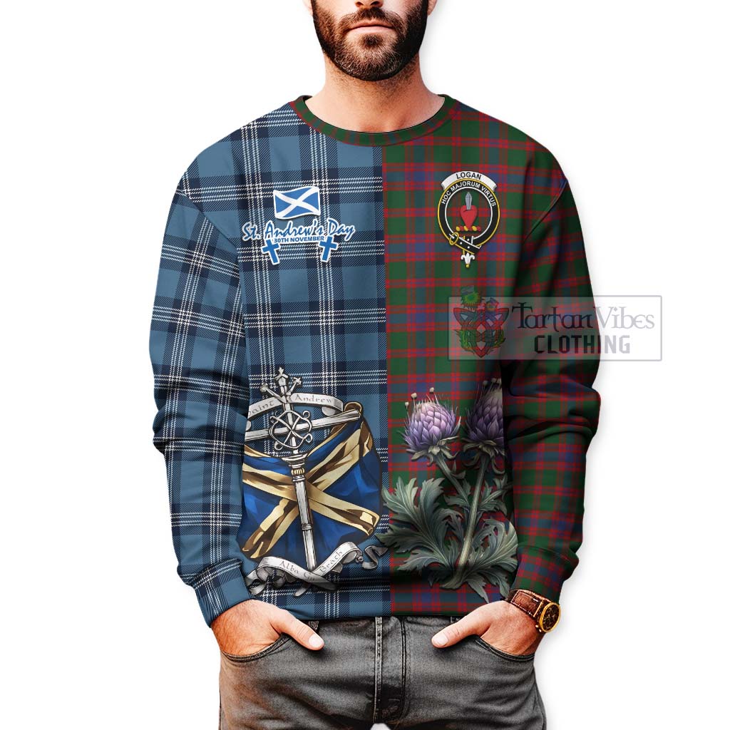 Tartan Vibes Clothing Logan Tartan Sweatshirt Happy St. Andrew's Day Half Tartan Style