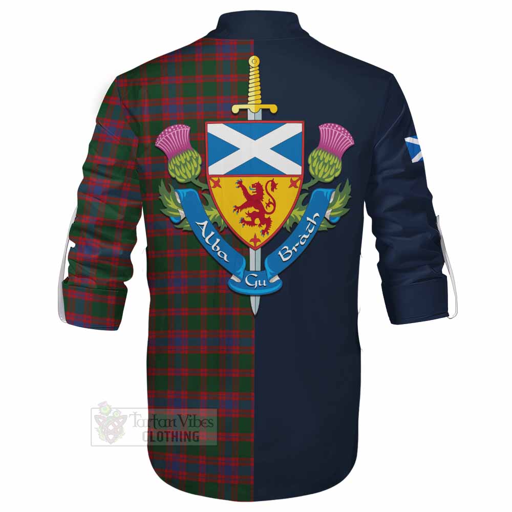 Logan Tartan Ghillie Kilt Shirt Alba with Scottish Lion Royal Arm Half Style