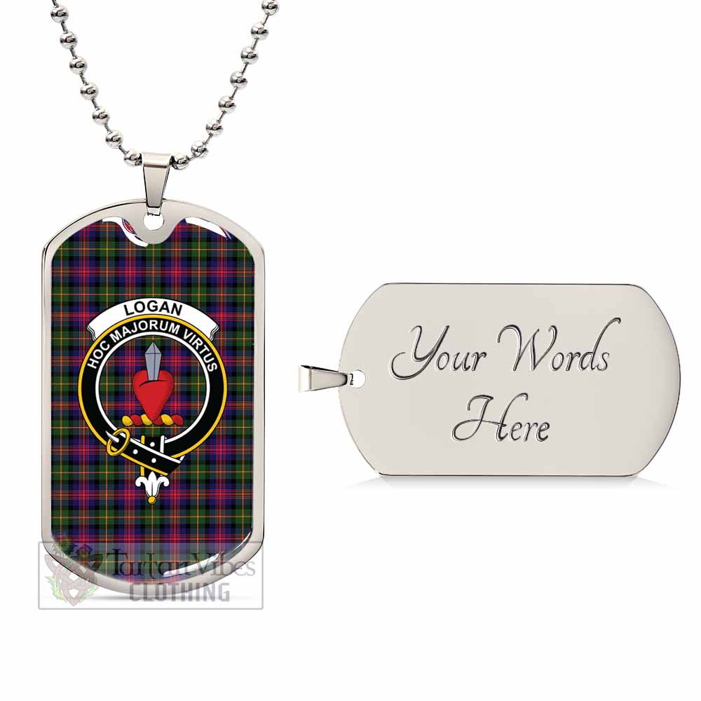 Tartan Vibes Clothing Logan Tartan Dog Tag Necklace with Family Crest