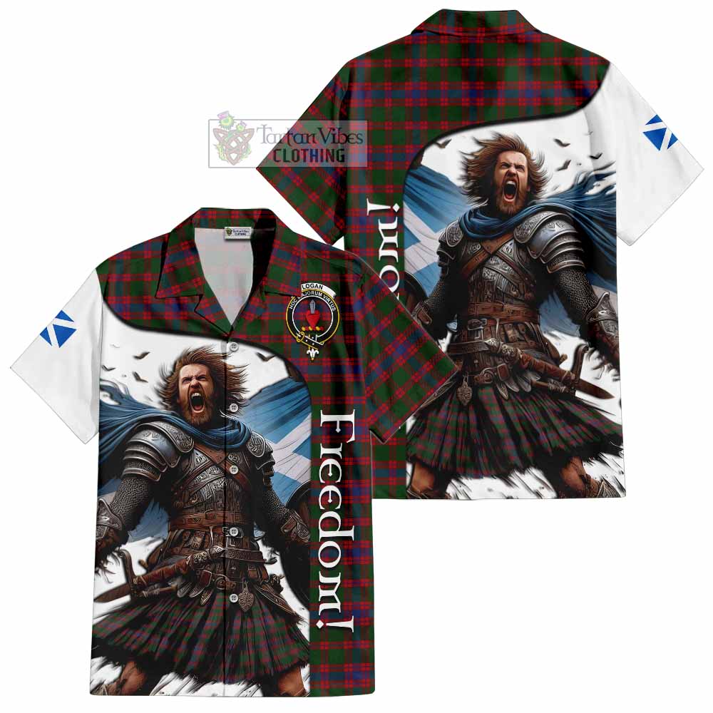 Tartan Vibes Clothing Logan Crest Tartan Short Sleeve Button Shirt Inspired by the Freedom of Scottish Warrior