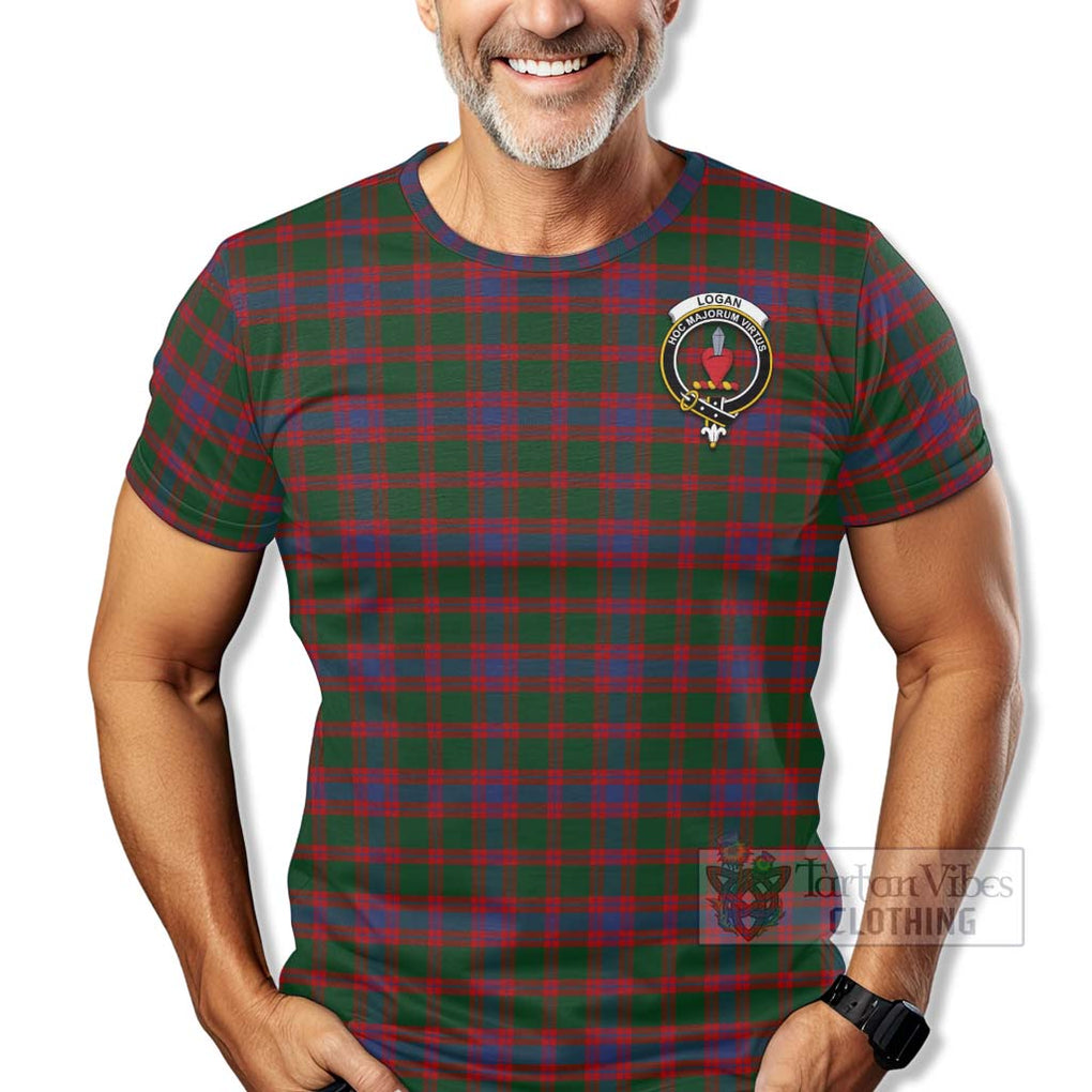 Tartan Vibes Clothing Logan Tartan T-Shirt with Family Crest Celtic Skull Style