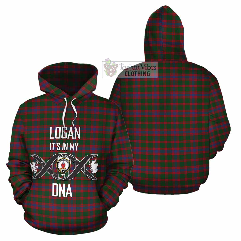 Tartan Vibes Clothing Logan Tartan Cotton Hoodie with Family Crest DNA In Me Style