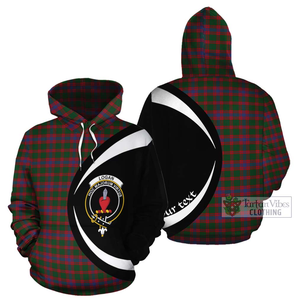 Tartan Vibes Clothing Logan Tartan Cotton Hoodie with Family Crest Circle Style