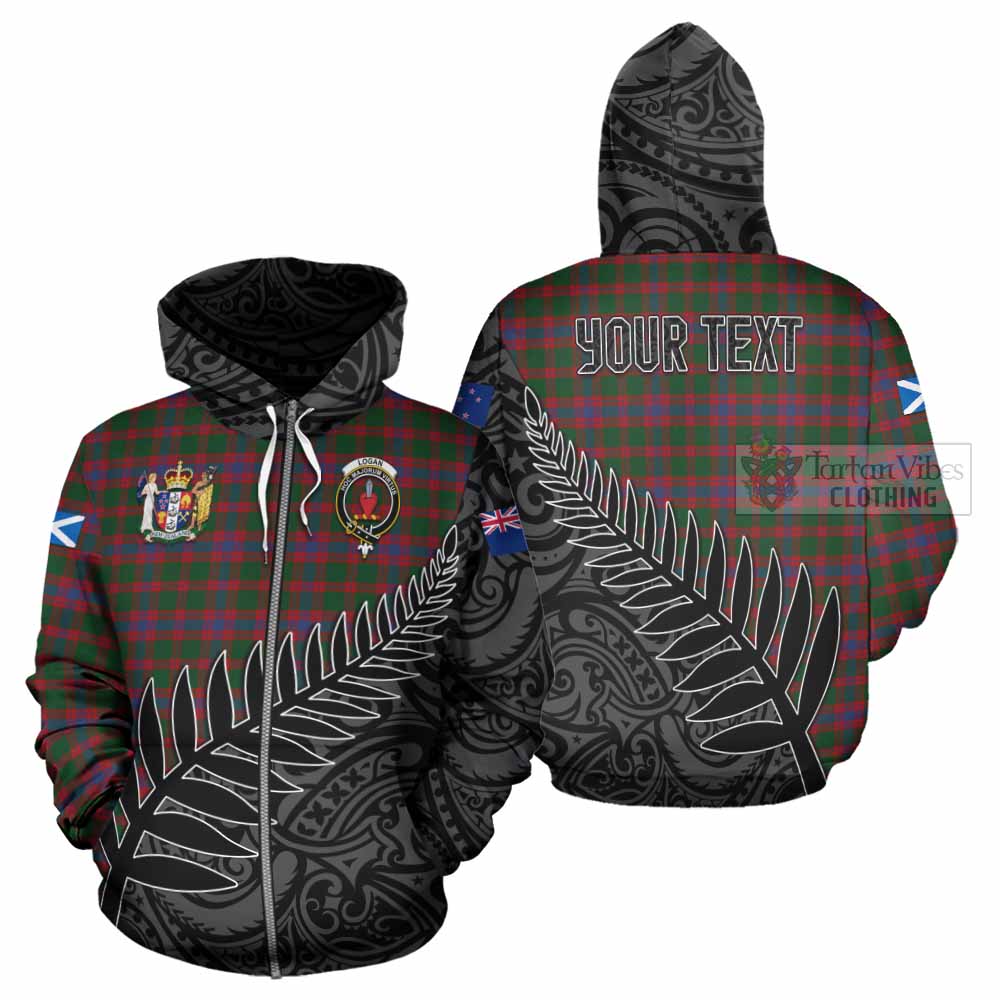 Tartan Vibes Clothing Logan Crest Tartan Hoodie with New Zealand Silver Fern Half Style