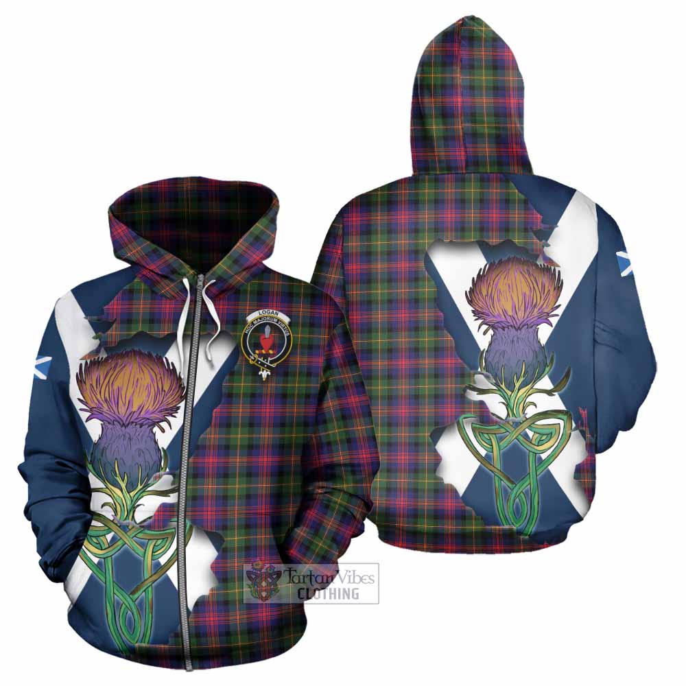 Logan Tartan Family Crest Hoodie Scottish Thistle Celtic Inspired Zip Hoodie - Tartan Vibes Clothing