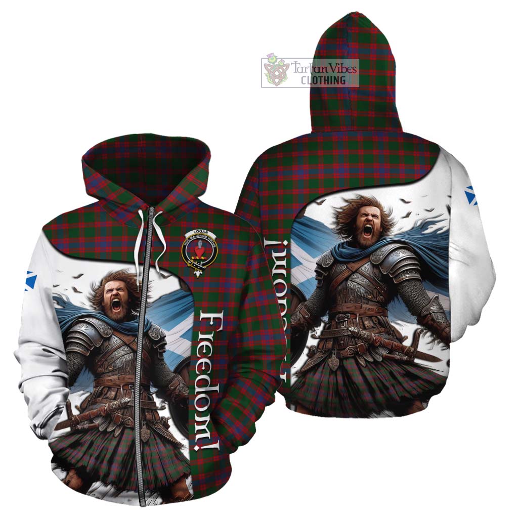 Tartan Vibes Clothing Logan Crest Tartan Cotton Hoodie Inspired by the Freedom of Scottish Warrior