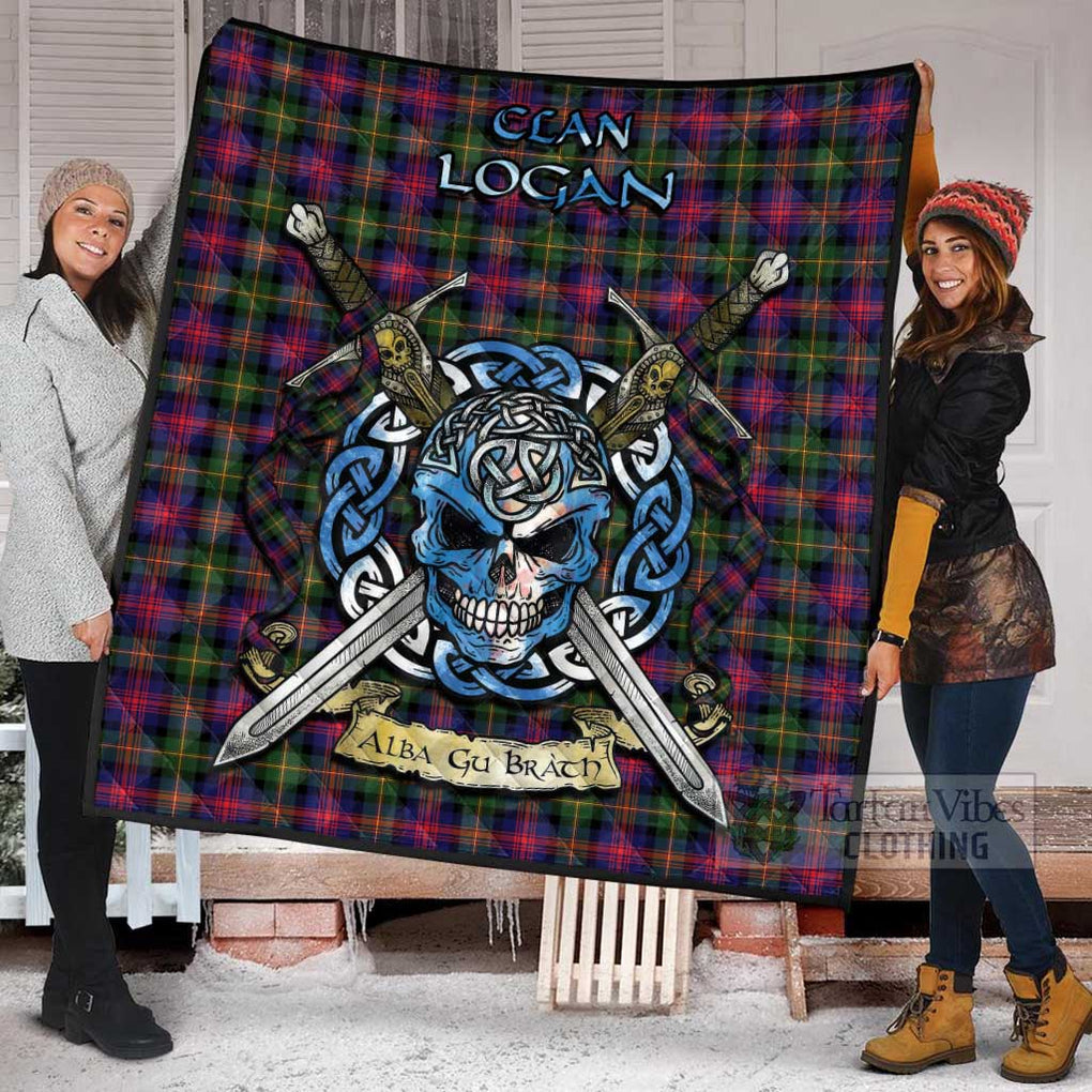 Tartan Vibes Clothing Logan Tartan Quilt with Celtic Skull Alba Gu Brath Style